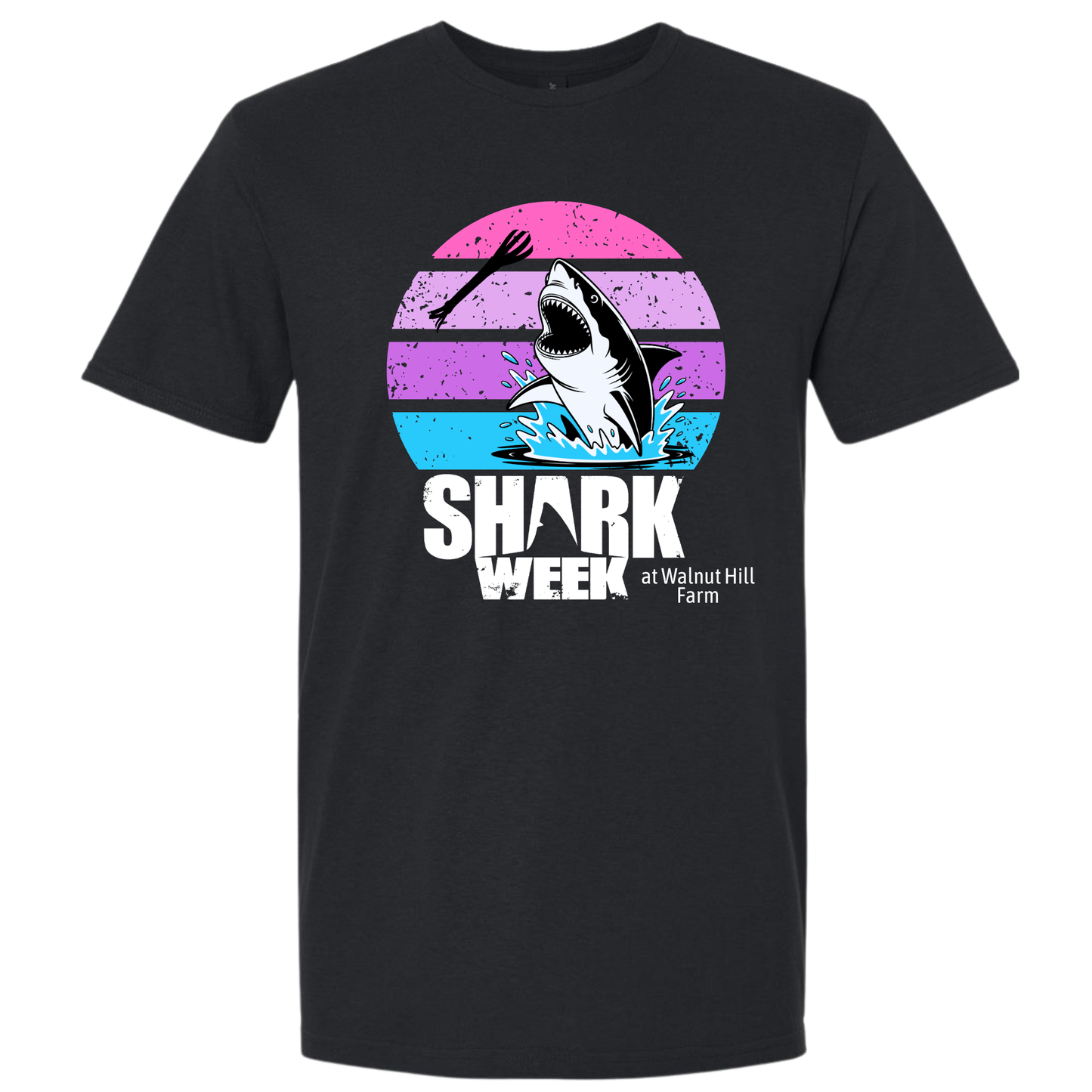 Shark Week graphic T-Shirt - Purple Retro Sunset Shark Bite