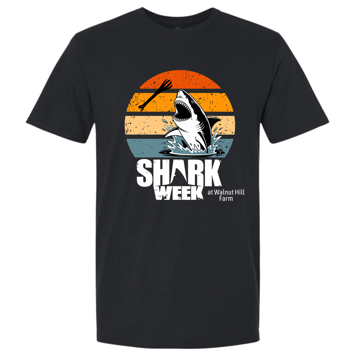 Shark Week graphic T-Shirt - Orange Retro Sunset Shark Bite
