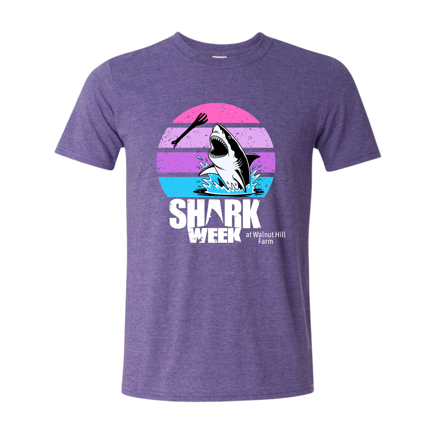 Shark Week graphic T-Shirt - Purple Retro Sunset Shark Bite