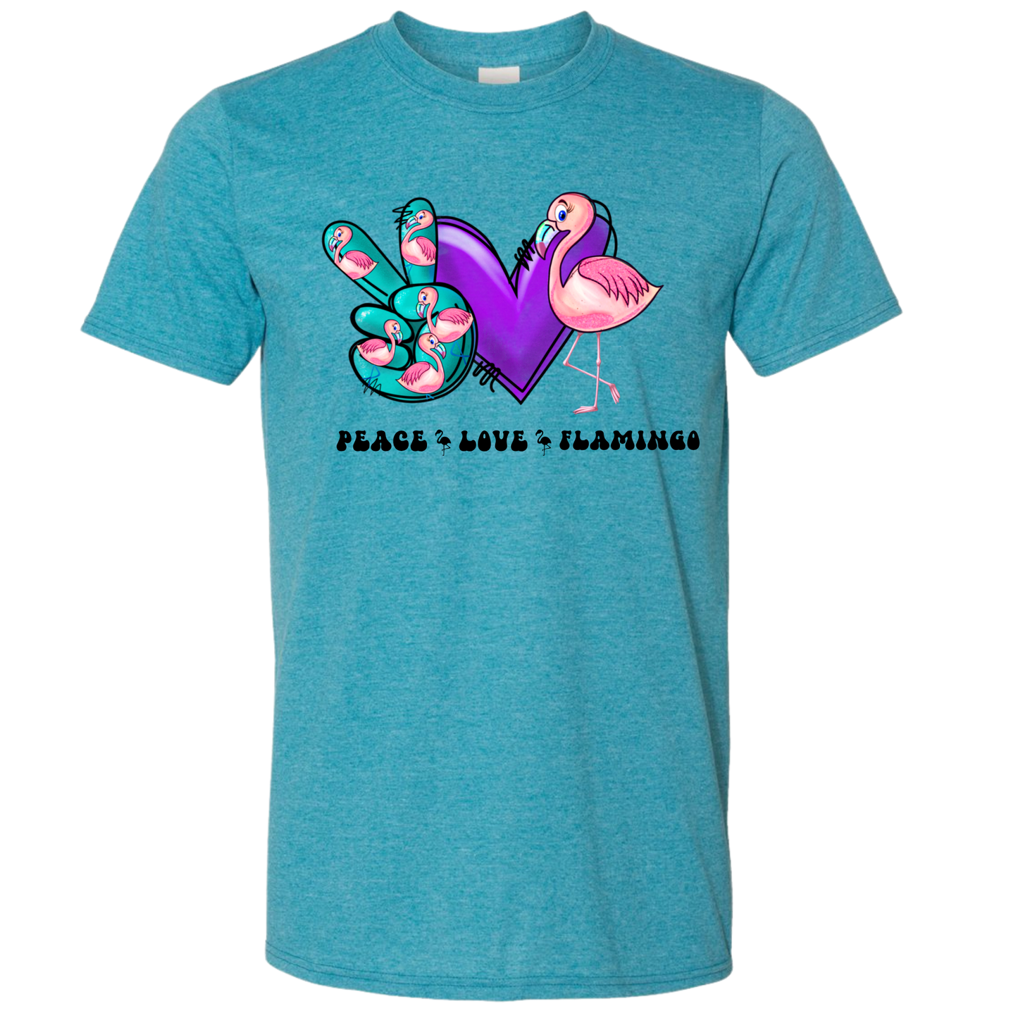 Peace, Love, Flamingo Graphic T-Shirt