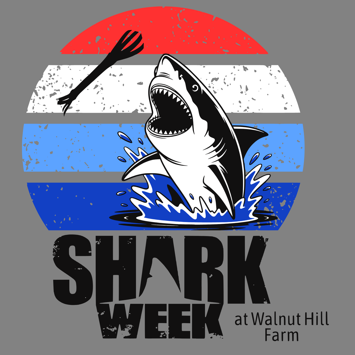 Shark Week graphic T-Shirt - Patriotic Retro Sunset Shark Bite
