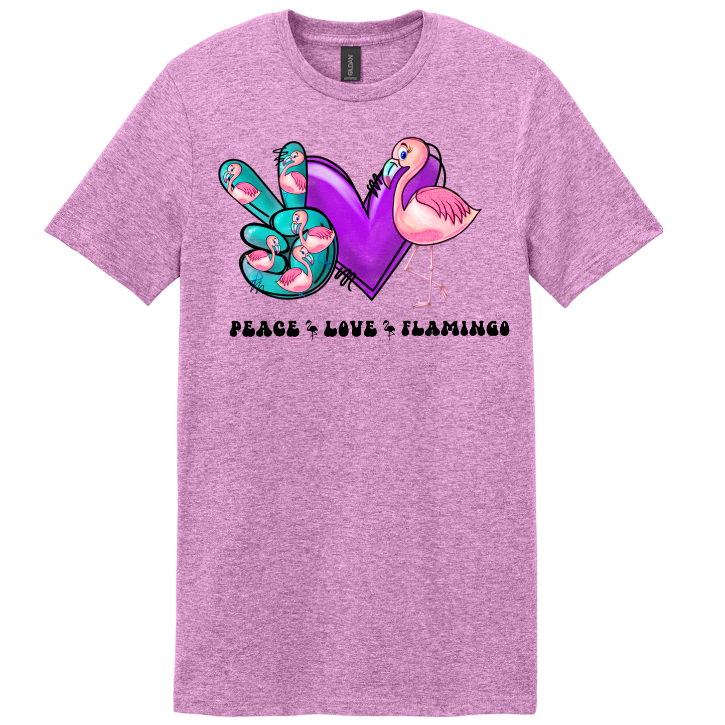 Peace, Love, Flamingo Graphic T-Shirt