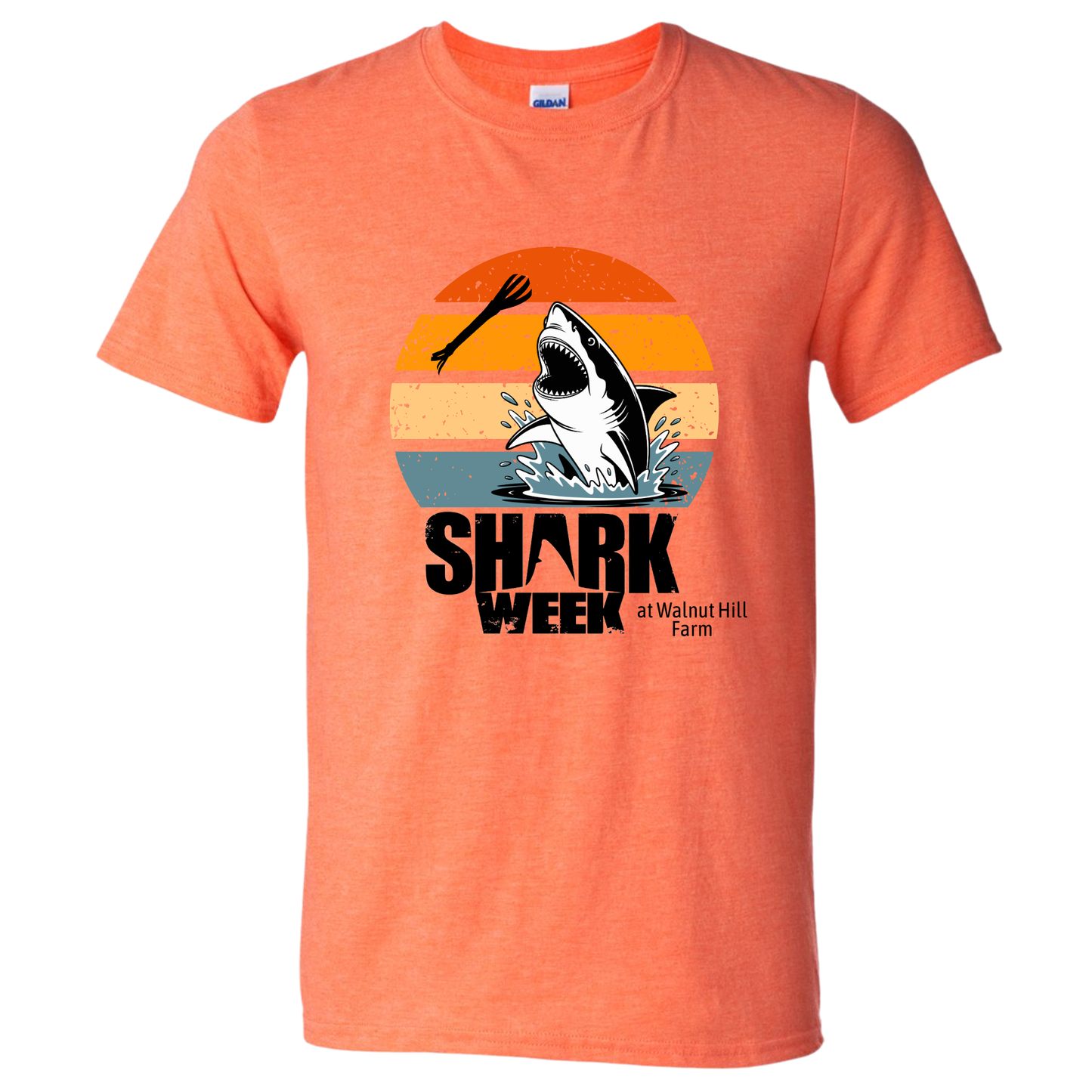 Shark Week graphic T-Shirt - Orange Retro Sunset Shark Bite