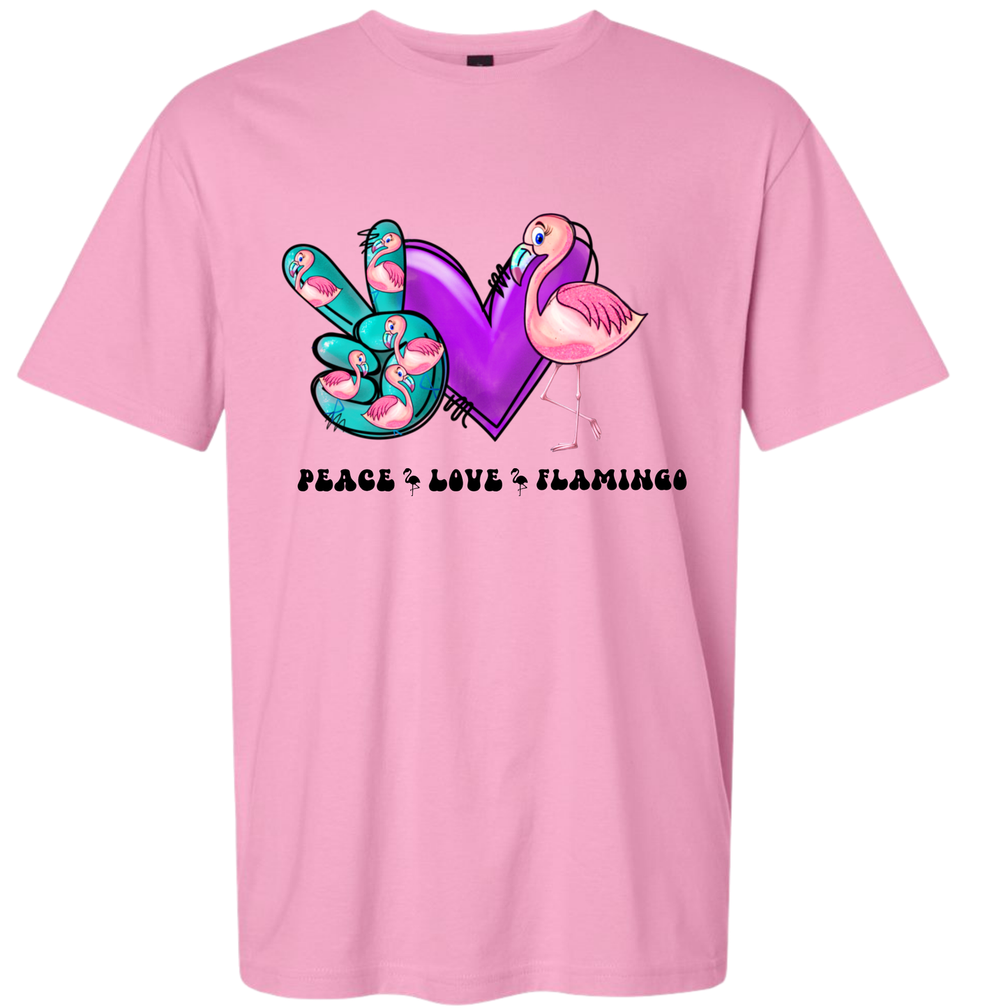 Peace, Love, Flamingo Graphic T-Shirt