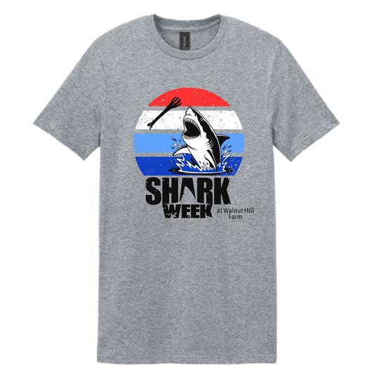 Shark Week graphic T-Shirt - Patriotic Retro Sunset Shark Bite