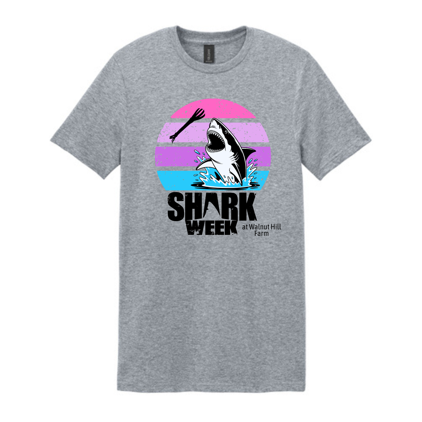 Shark Week graphic T-Shirt - Purple Retro Sunset Shark Bite