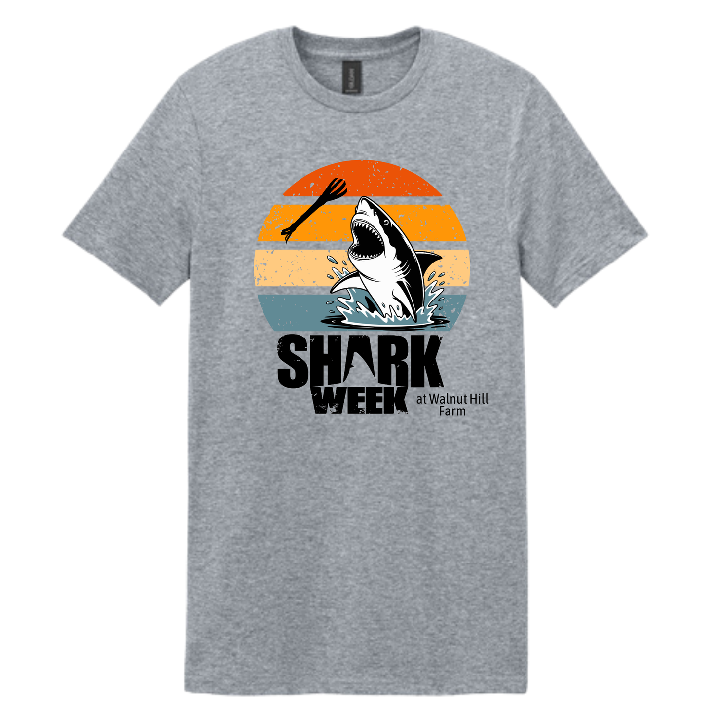 Shark Week graphic T-Shirt - Orange Retro Sunset Shark Bite