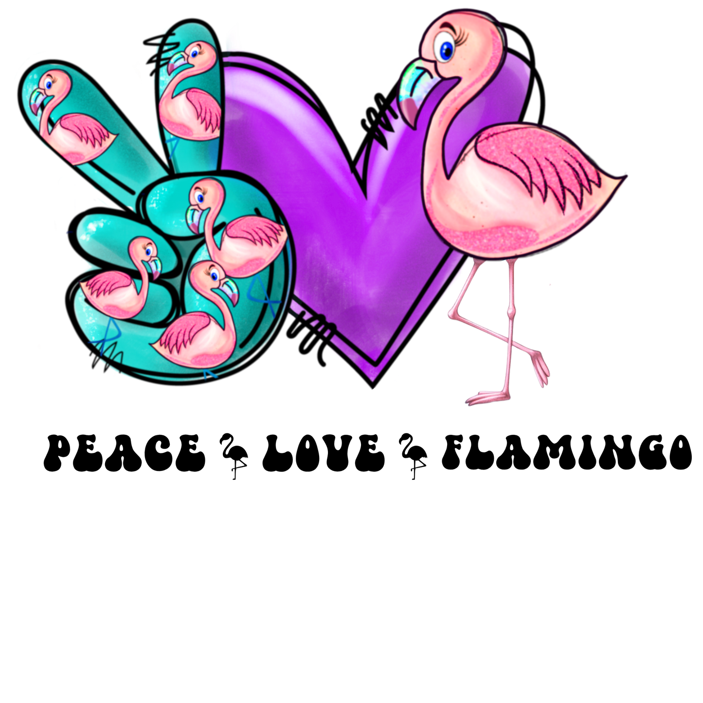 Peace, Love, Flamingo Graphic T-Shirt